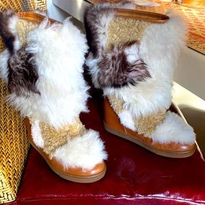 Coach wedge fur boots